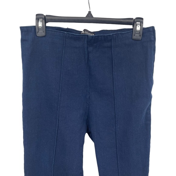 Zara Sz 10 Stirrup Jeggings Dark Wash Pull On Jean Leggings Side Zip Stretch NWT - Picture 2 of 14